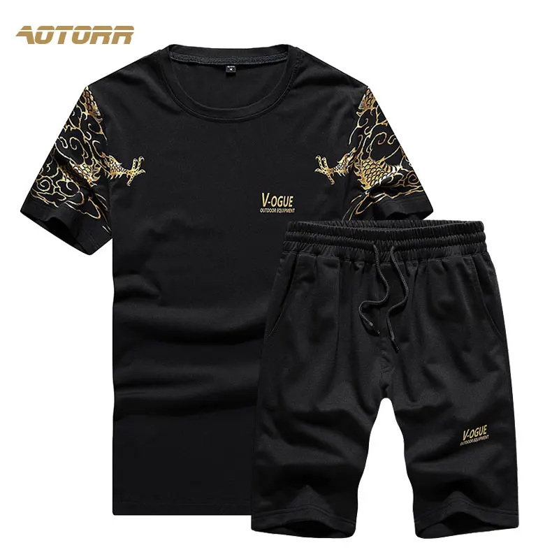 2021 Дракон летние мужские комплект новая брендовая футболка с короткими рукавами