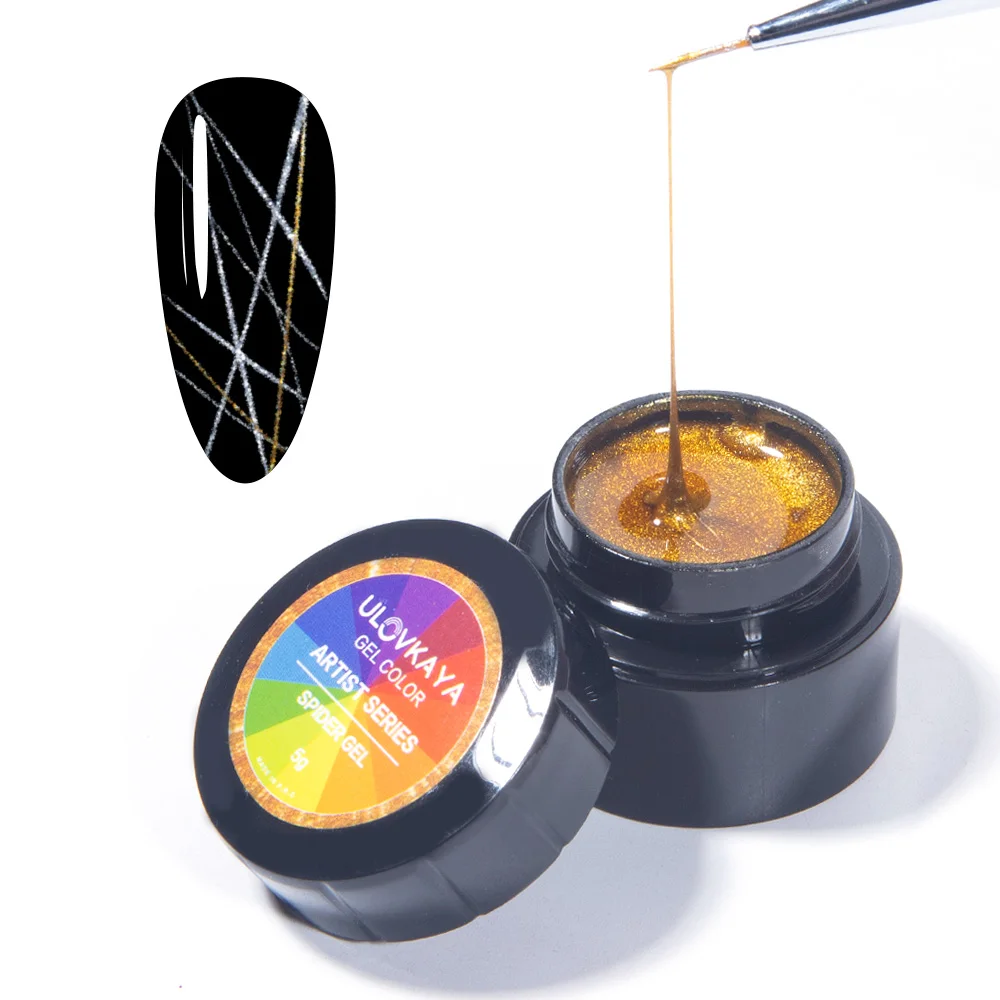 ULOVKAYA Золотой Серебряный ноготь паук гель для ногтей веб Живопись творческий УФ