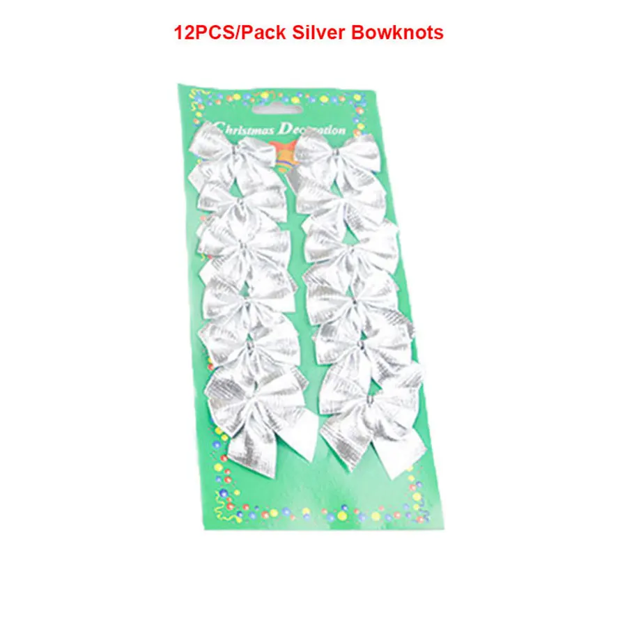 Silver Bowknots 6 шт./упак. красные яблоки рождественские украшения для дома рождественские деревья подвески для вечеринок рождественское подвесное двери настенный Рождественский венок - Цвет: Silver Bowknots