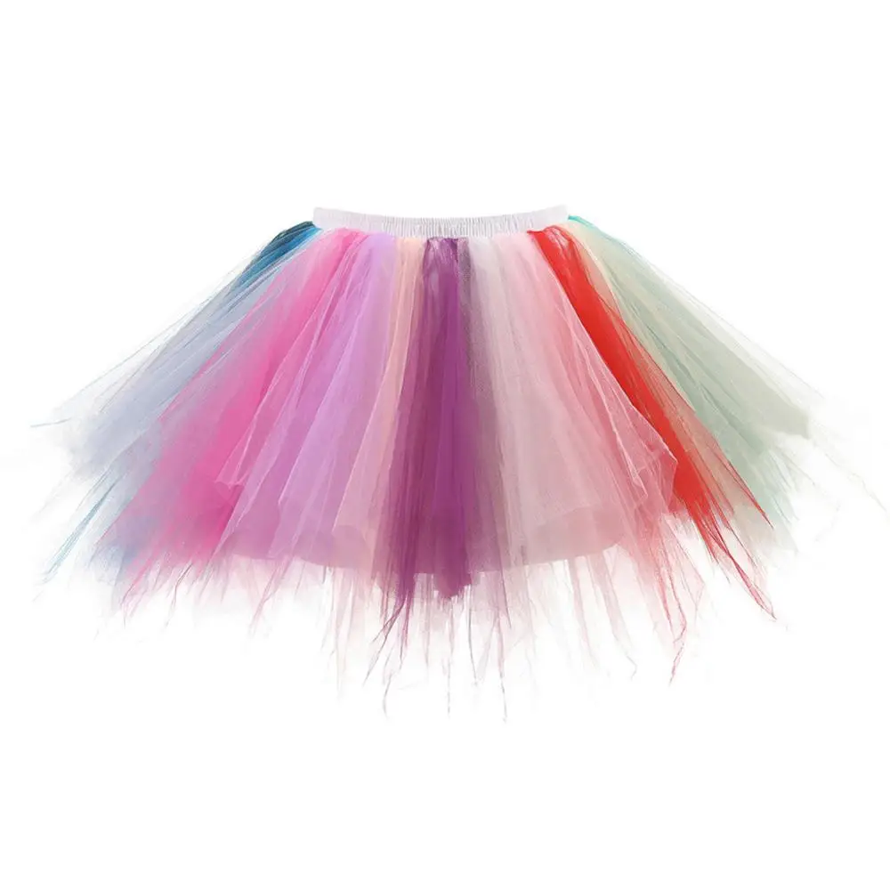 4277 Colorful Принцесса миди Феи Тюлевая юбка плиссированная юбка-пачка для танца Женская юбка лолита Jupe Тюль Femme вечерние Пышные юбки для взрослых - Цвет: 4277 Colorful