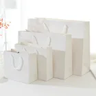 1 шт., высококачественный белый крафт-бумажный пакет с ручками для свадебной вечеринки, одежды, шапок, конфет, подарочных пакетов, рождественских пакетов