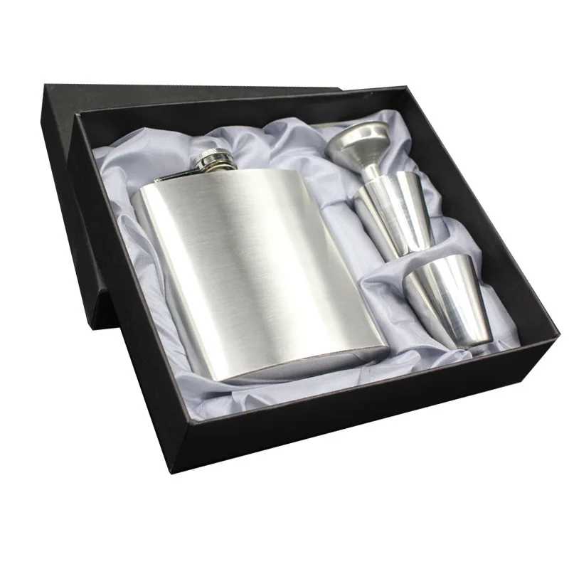

100-200ml Wine Pot Set Light Board 7 Oz Metal Flagon with Wine Cup Funnel Portable Outdoor Travel Gift Box Vodka Hip Flask