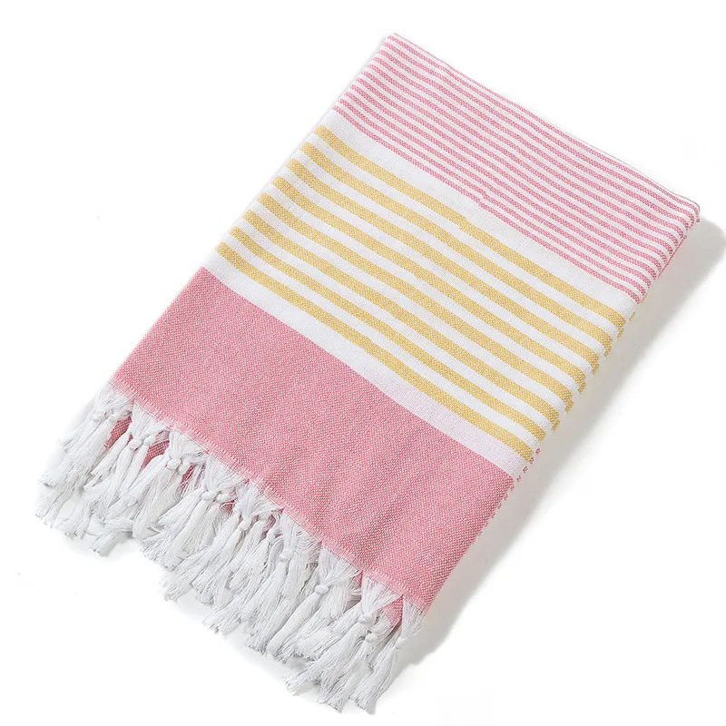 Toalla de borlas turcas para mujer y adulto, toallas de ba&ntilde;o a rayas, chal de Ba&ntilde;o de Hotel, tapiz costero con protector solar, 100x180cm-1