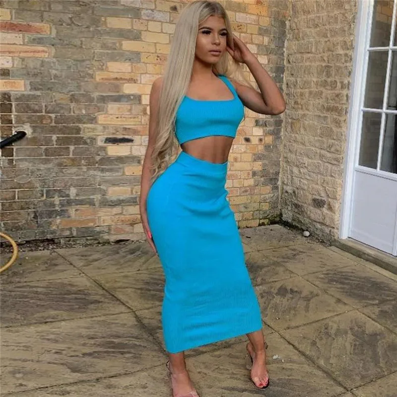 Вязаный сексуальный комплект из двух предметов 2 с юбкой осенне зимний