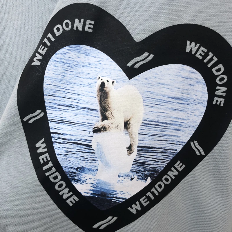 

Oversized Thick Polar bear printing We11done T shirt Men Women Streetwear WELLDONE Loose T-shirt 3D Printing Logo WE11 DONE Tees