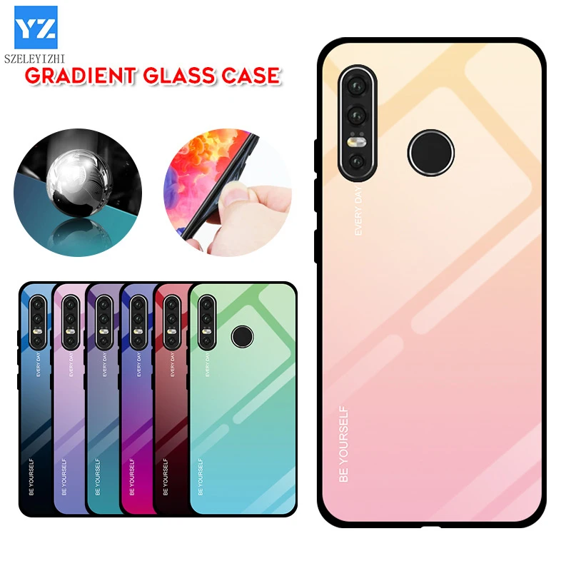 

Gradient Phone Case Back Cover For Huawei P40PRO Tempered Glass Case For Huawei mate30 nova7 Full Protection Case