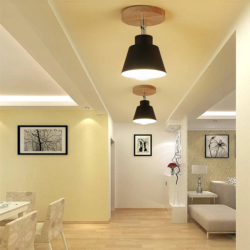 Современные светодиодные потолочные лампы деревянные плафонные вращающиеся