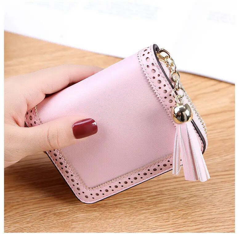 Роскошный кожаный короткий кошелек для женщин маленький Дамский бумажник с