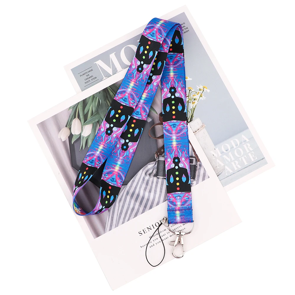 

24pcs/lot MD932 DMLSKY Cartoon Yoga Lanyard For Keys Phone Strap Neck Strap Keychain Lanyards ID Badge Holder For Fans