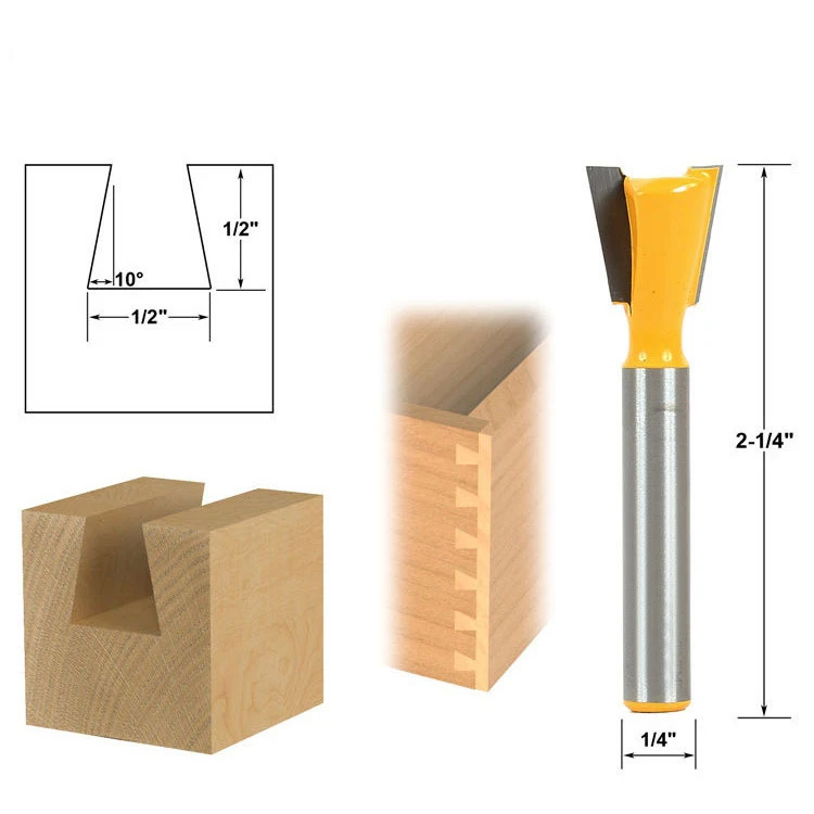 

1pc 6.35mm Shank High Quality Industrial Grade Wood Cutter Dovetail Router Bits for wood Tungsten Engraving Tool Milling Cutter