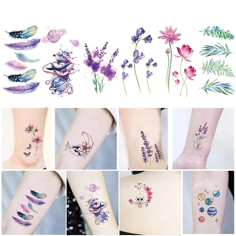 35 шт./компл. красочная поддельная Милая тату-наклейка s Стрекоза кленовый лист