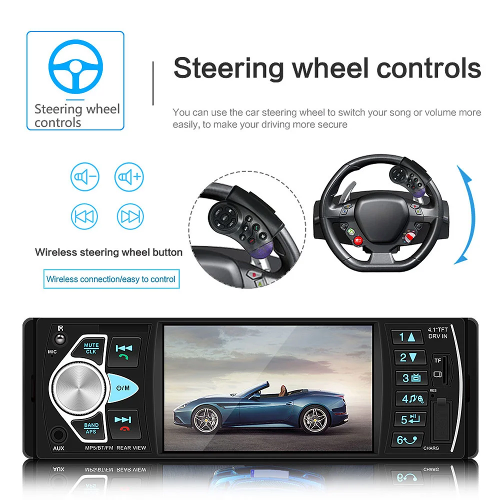 Автомобильный стерео-радиоприемник с Bluetooth 1 3-дюймовый MP3 цифровой плеер 60wx4