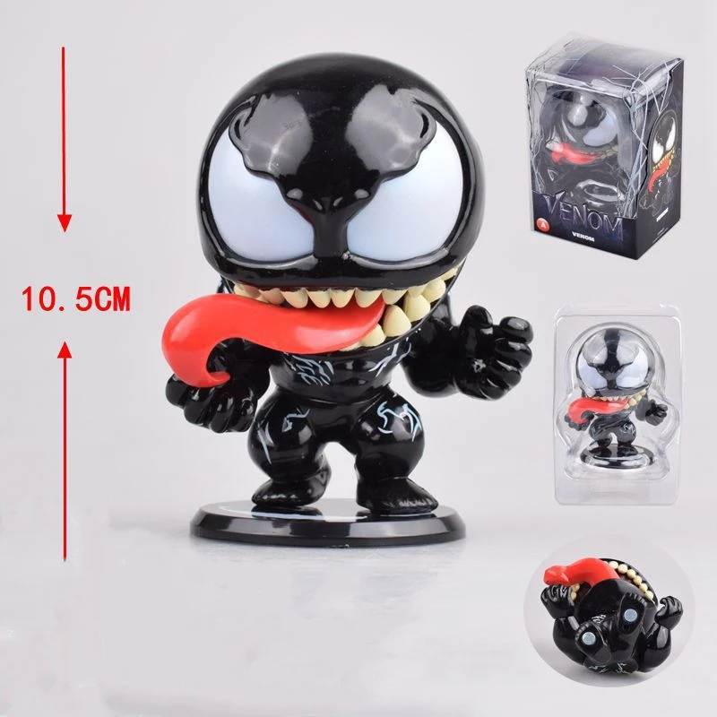 

10Cm Q Version Cartoon Anime Venom Figure Pvc Shake Your Head Doll Car Toy Ornaments Action Collectible Model Decorations Doll