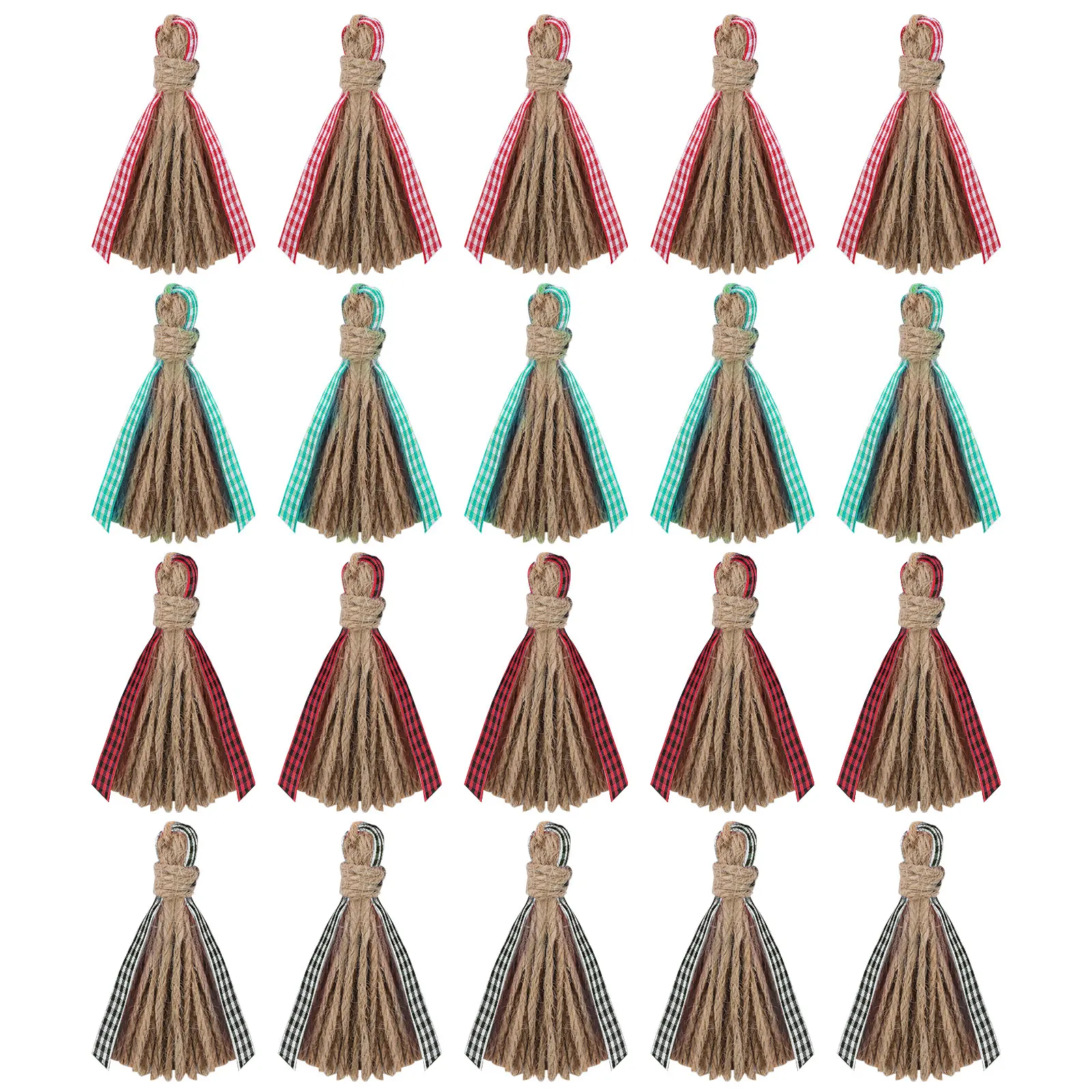

20 Pieces Christmas Rustic Tassels Natural Burlap Tassel Craft Tassels for Craft