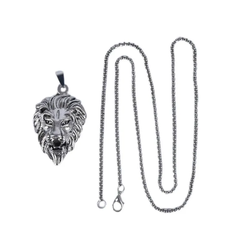 Цепочка с подвеской в виде головы льва из нержавеющей стали | Украшения и