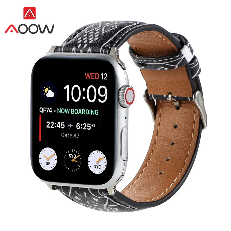 Ремешок из натуральной кожи для Apple Watch iwatch 6 5 4 3 2 1 SE сменный Браслет с мраморным