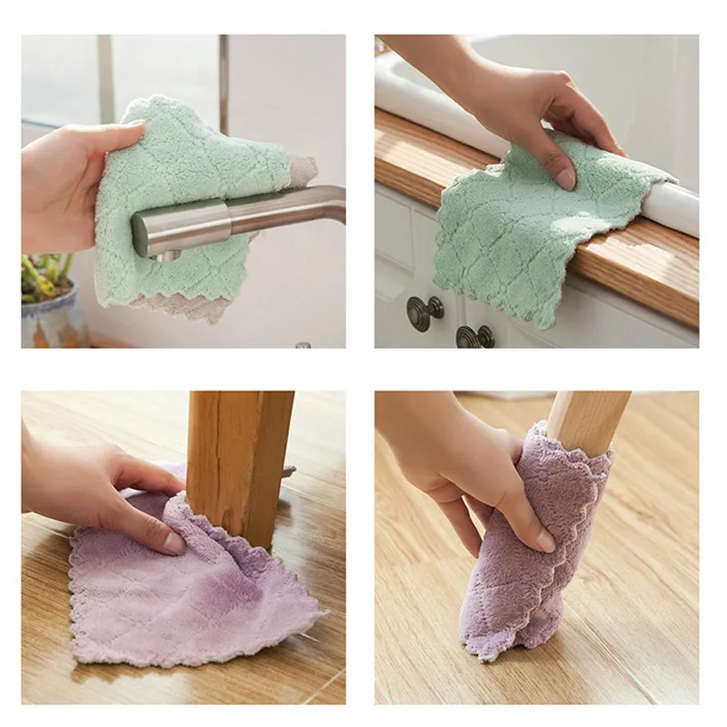 

Super Absorbent Kitchen Towels Soft Microfiber Cleaning Cloths Non-stick Oil Dish Cloth Rags For Kitchen Household Dish Towelclo