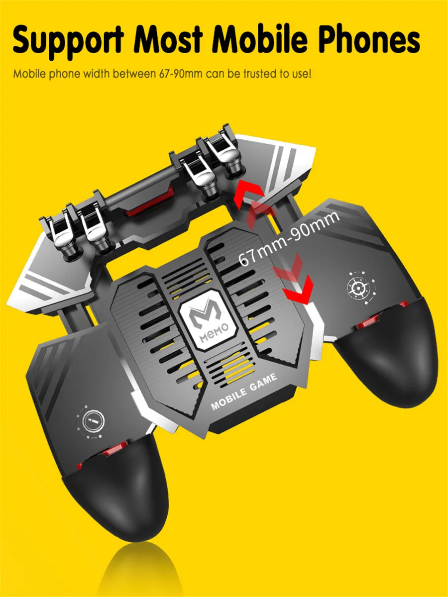 Pubg Controller Phone Game Controller Cooling Fan Gamepad Mobile Trigger Grip 6 Finger Joystick for Xiaomi IPhone Samsung Joypad
