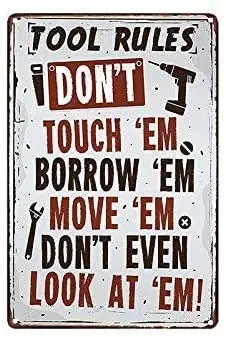 

Tool Rules Metal Sign Retro Home Man Cave Wall Decoration 12X16 inch