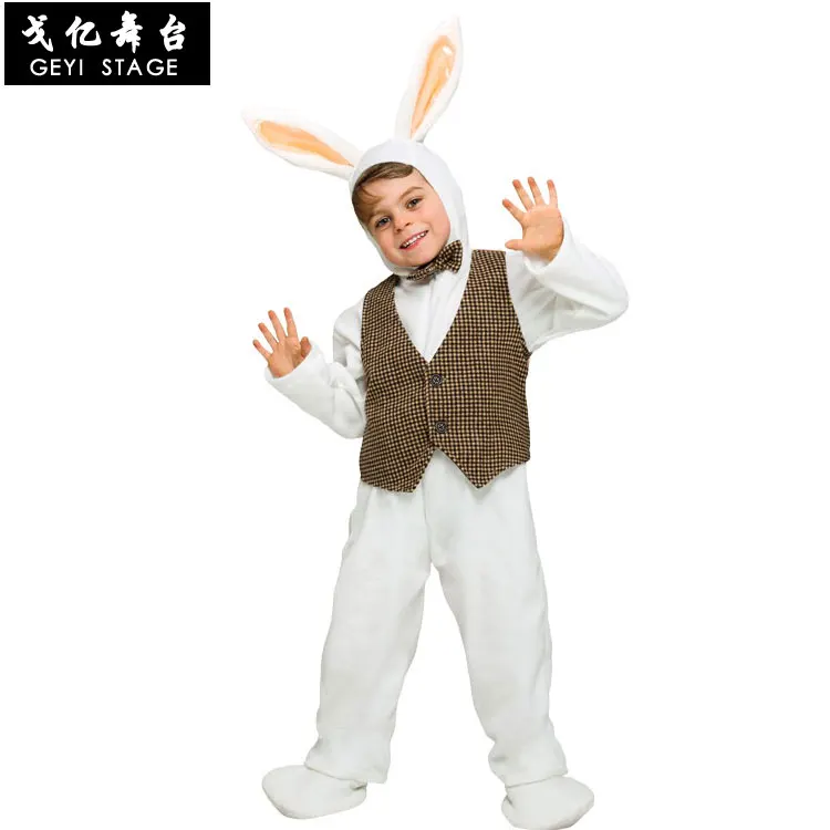 

Easter Cosplay Bunny Costume Gentleman Little White Rabbit Halloween Costume Tie Vest Kid Boys Cute Rabbit Costume