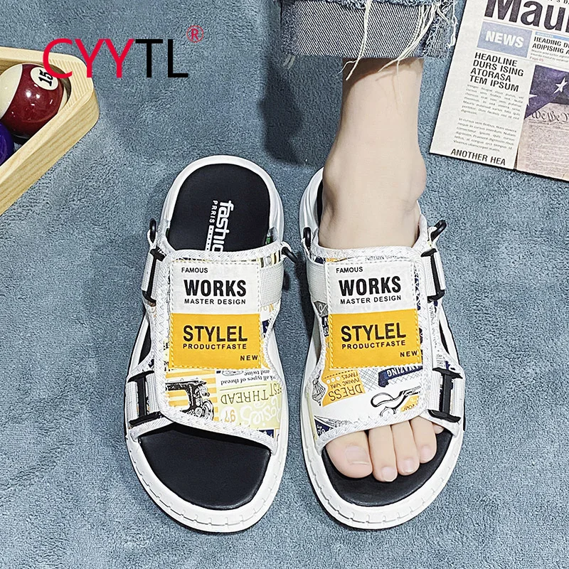 

CYYTL Men Sandals Printing Summer Casual Slippers Outdoor Designer Male Shoes Soft Fashion Detachable Flip Flops Luxury Home
