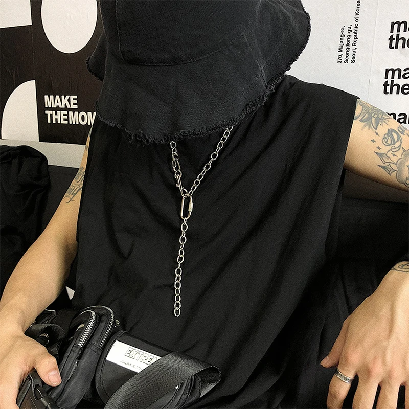 Ожерелье мужское из нержавеющей стали длинная цепочка на шею в стиле стимпанк