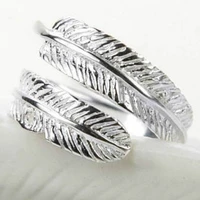 simple and fashionable adjustable feather ring wedding bride princess birthday love gift ring
