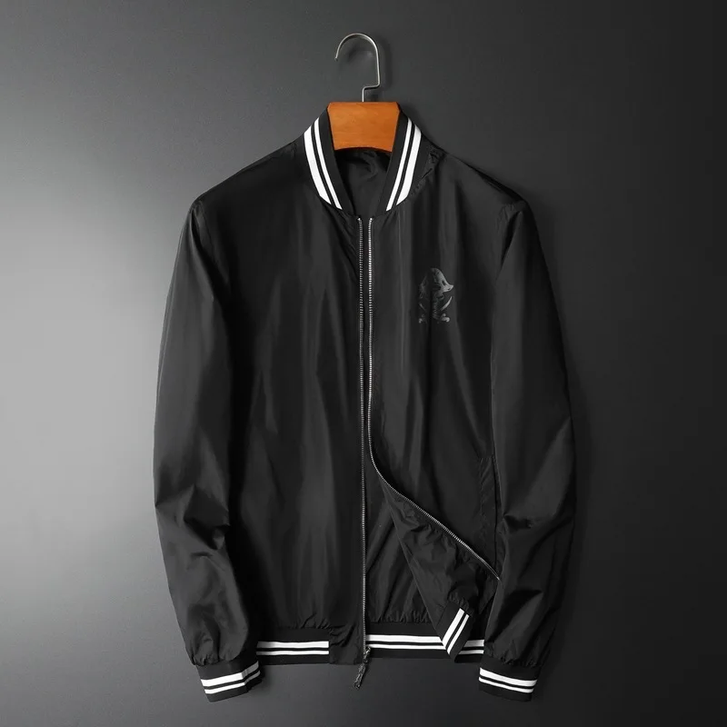 

New Men luxury Rib Sleeve Embroidered Pirate skull double-side couple Baseball Coats & Jackets Abstract digital coat Motor #N247