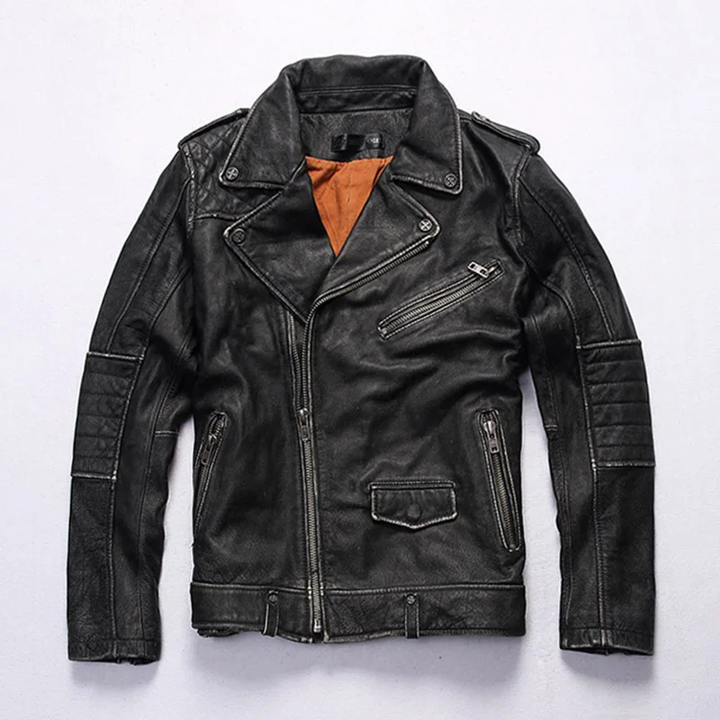 

Мужская куртка из бычьей кожи в винтажном стиле; Пальто автомобильной Стиль натуральная кожа, раздел-куртки и пальто для девочек детская зи...