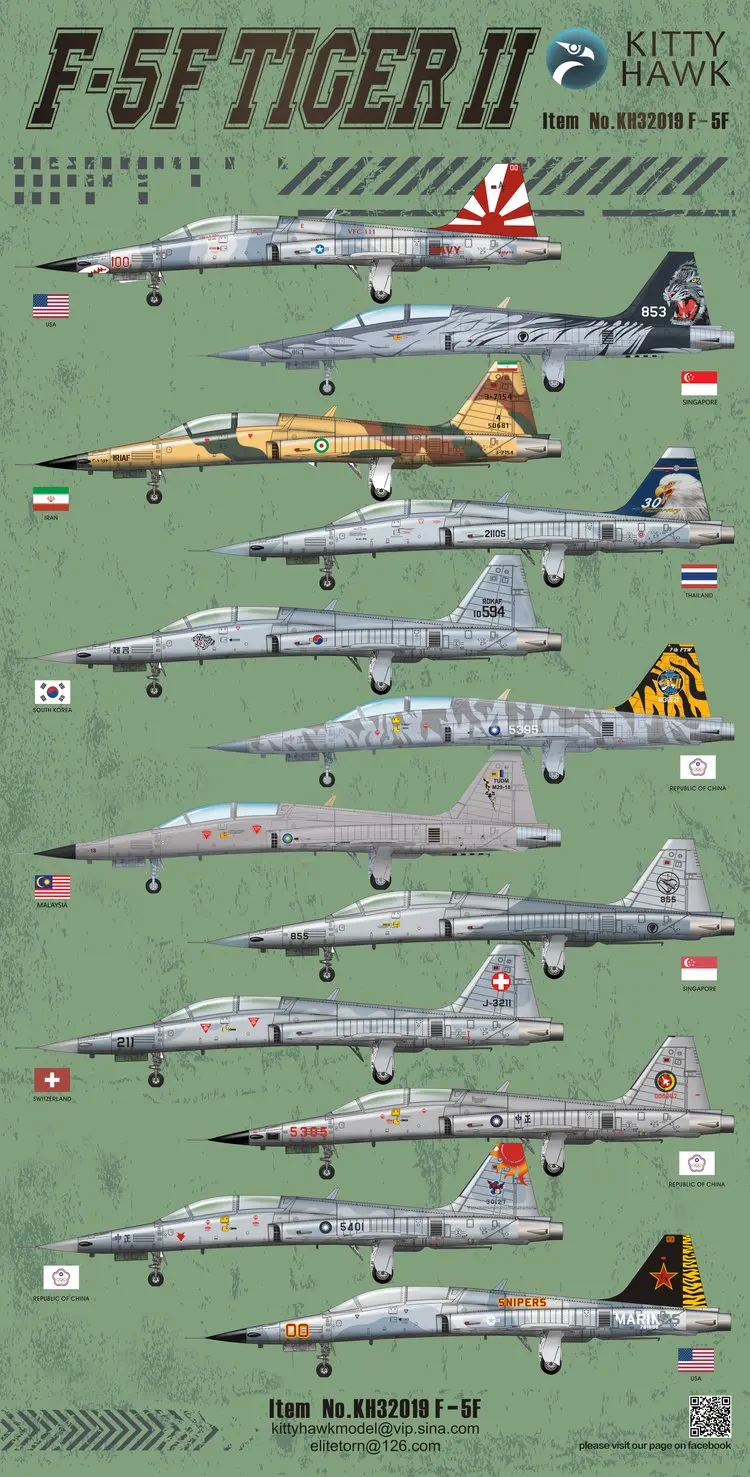 KittyHawk KH32019 1/32 F-5F Tiger II Боевой Военный Самолет демонстрация коллекционная игрушка