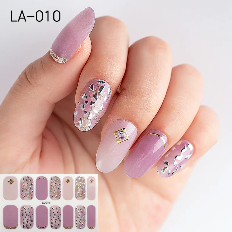 

Lamemoria 4sheet Nail Wrap Glitter Flower Nail Art Stickers Full Cover Tips 2020 New Arrival DIY Self-Adhesive Nagel Manicure