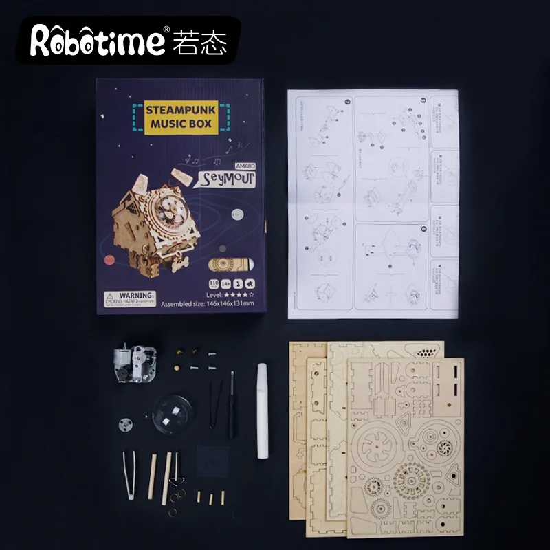 Поделки Rhyme DIY креативные подарки 3D деревянная музыкальная шкатулка механическая