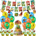 Воздушные шары в виде льва Kion Guard Jungle с животными, капкейками Topper Kinged Simba, воздушные шары в виде зоопарка, баннер на день рождения, спиральные Подвески Вечерние