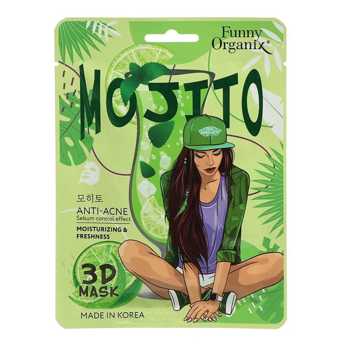 Тканевая 3D маска Etude Organix Mojito Баланс и свежесть 23 г 4958770|Средства для ухода маски| |