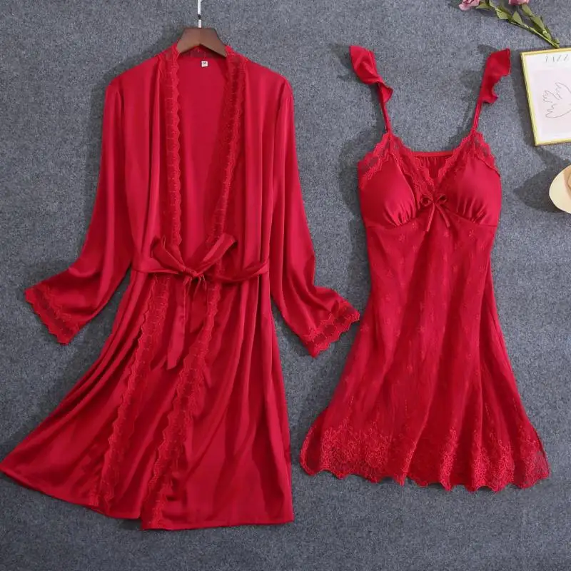 Женский кружевной комплект для сна белый свадебный халат невесты и подружки