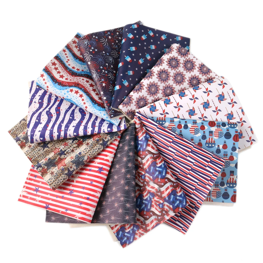 Fourth of July Independence Day Printed Vinyl Fabric Faux Leather Sheet for Making Earrings Bows Handbag 1Yc5948 | Аксессуары для