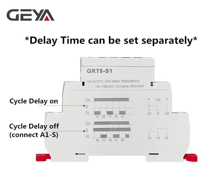 GEYA реле времени цикла регулируемое AC220V 16A AC/DC12V-240V реле повтора SPDT таймер электрическое защитное асимметричное реле времени