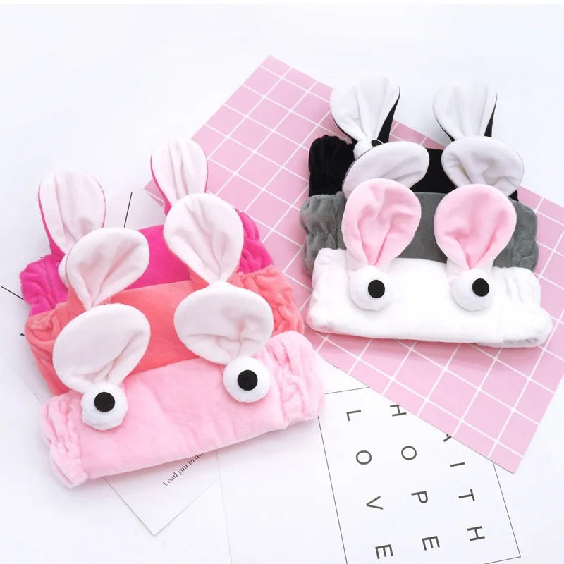 Бархатная повязка на голову с заячьими ушками и большими глазами резиновый