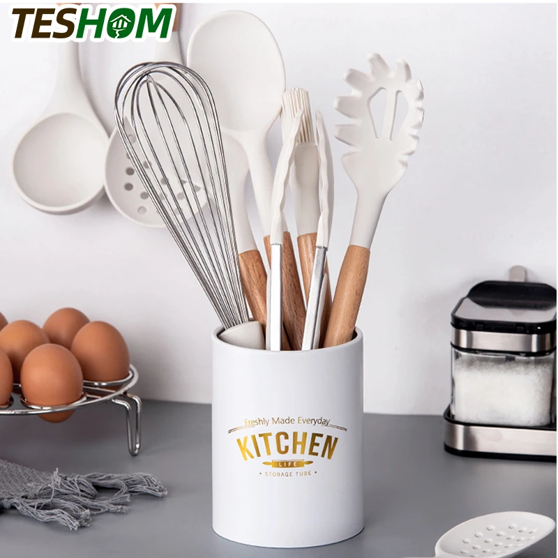 Новый набор кухонных принадлежностей силиконовых премиум класса лопатка щипцы