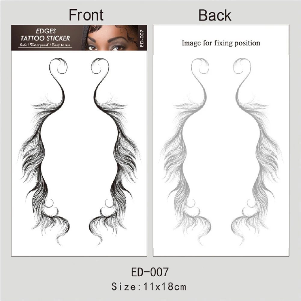 

10 Styles Baby Hair Edge Tattoo Sticker Waterproof and Sweatproof DIY Natural Curly Hairline Sticker for Women Hair Accessories