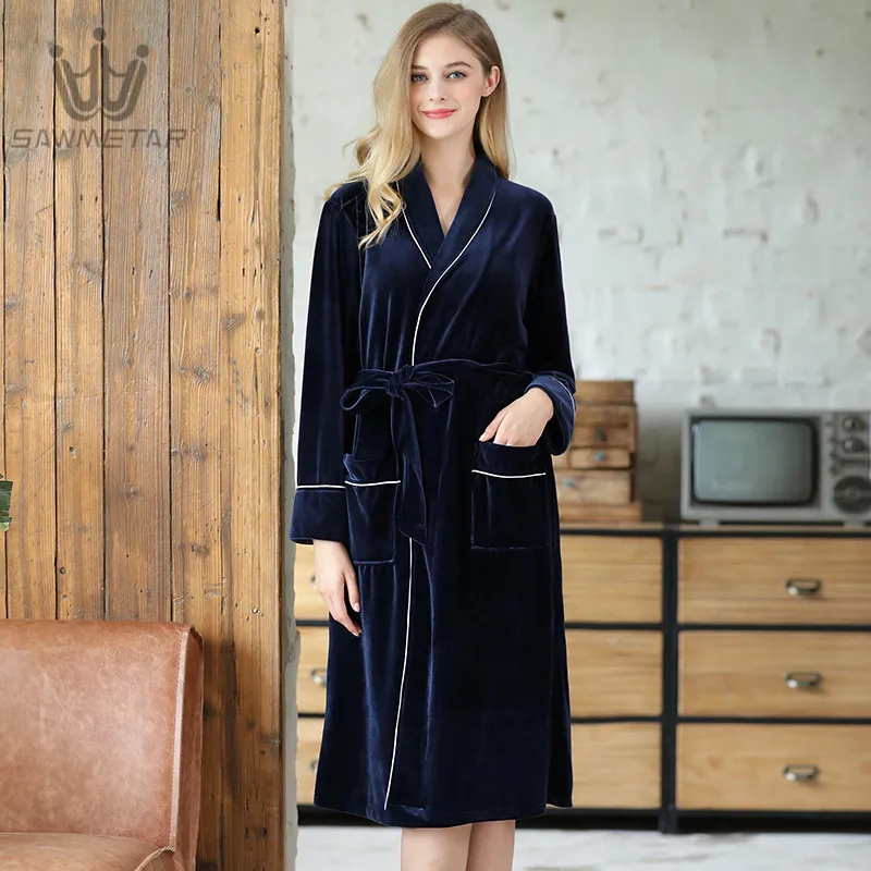 Новое поступление золотистая бархатная пижама с длинными рукавами длинная