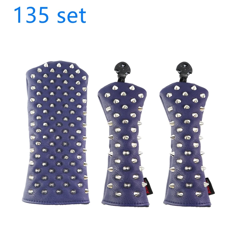 NRC Golf Head Covers Hybrid Woods Putter Чехлы для клюшек для гольфа красные синие заклепки - Цвет: Blue 135