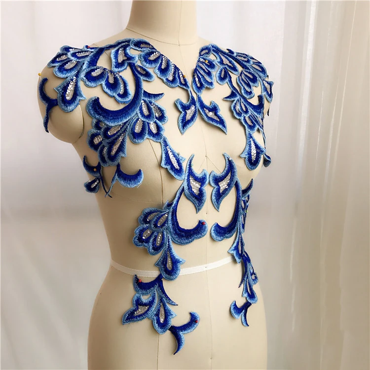 4 шт./лот зеленые вышитые кружевные нашивки Ремесло Материал Аппликация DIY шитье