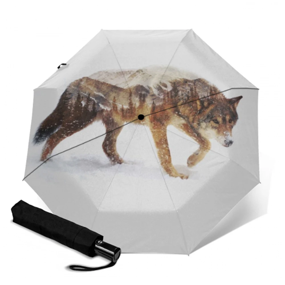 Складной зонтик с матовой ручкой компактный складной от дождя и солнца