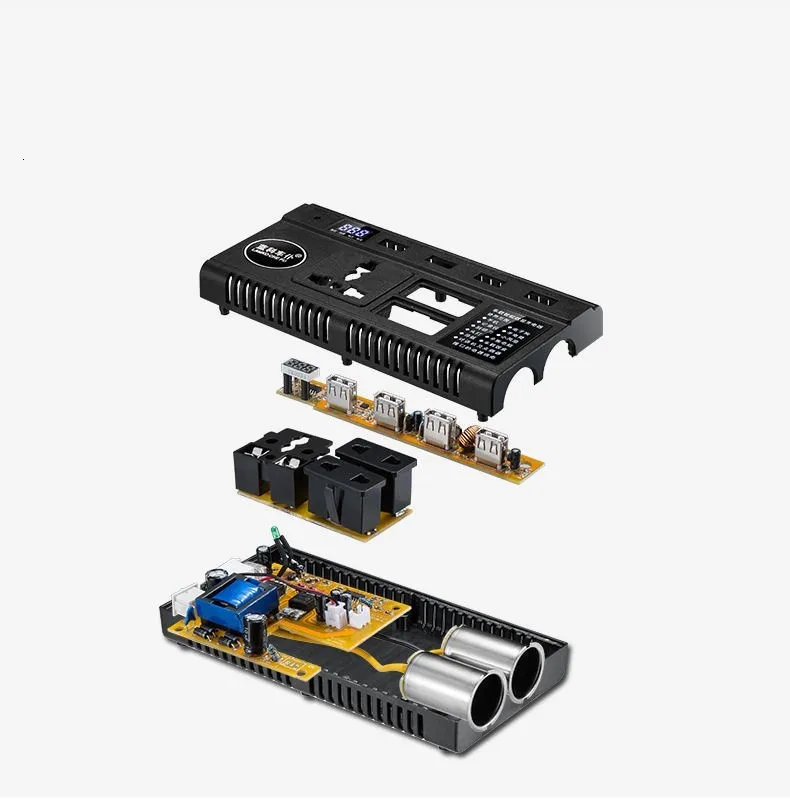 Автомобильный конвертер кабель мини инвертор 12V 220 V/24 V DC/DC 100-240V 60/120W 4 порта USB адаптер конвертер с светодиодный цифровой дисплей Зарядное устройство