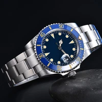 luxury aseptic black surface mens automatic mechanical watch watch stainless steel color case strap
