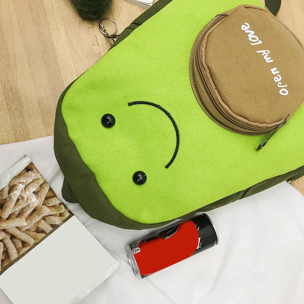 Корейский милый зеленый холщовый рюкзак авокадо для девочек подростков свежий