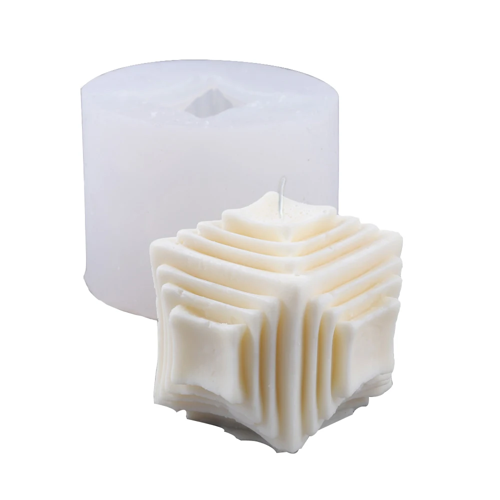 3D куб геометрический Форма лампы в форме свечи формы для искусства полоску