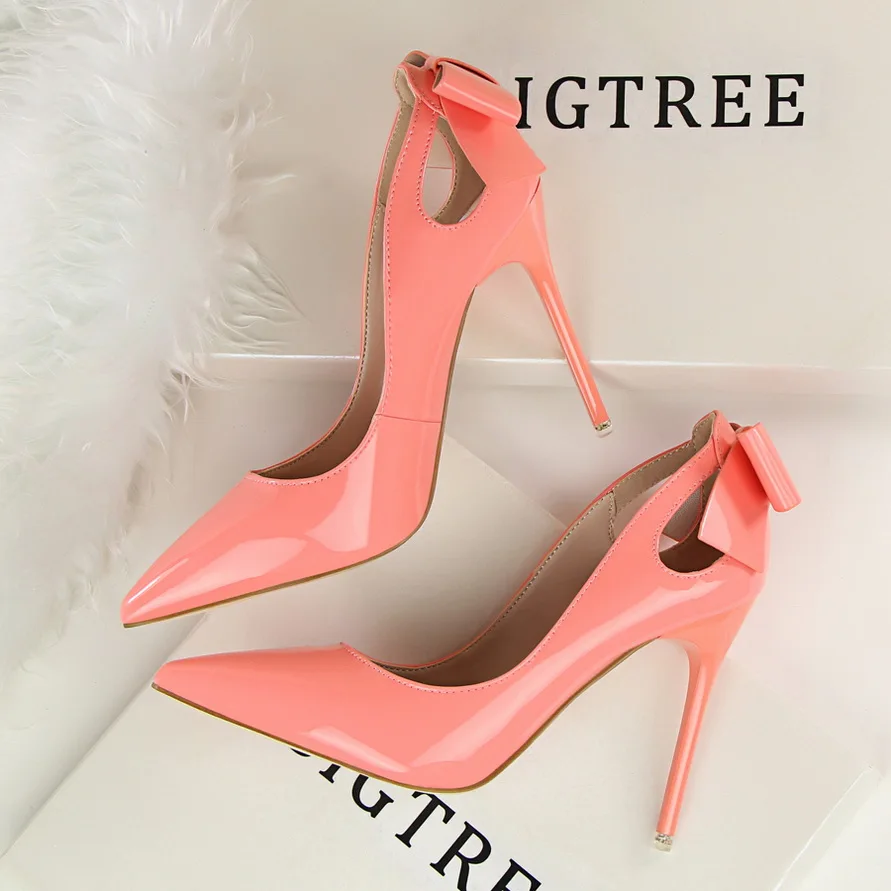 Купи BIGTREE Shoes Patent Leather Women Heels Pointed Toe Woman Pumps Sexy High Heels 2022 Hot Bow-Knot Pumps Women Stiletto Ladies за 1,033 рублей в магазине AliExpress