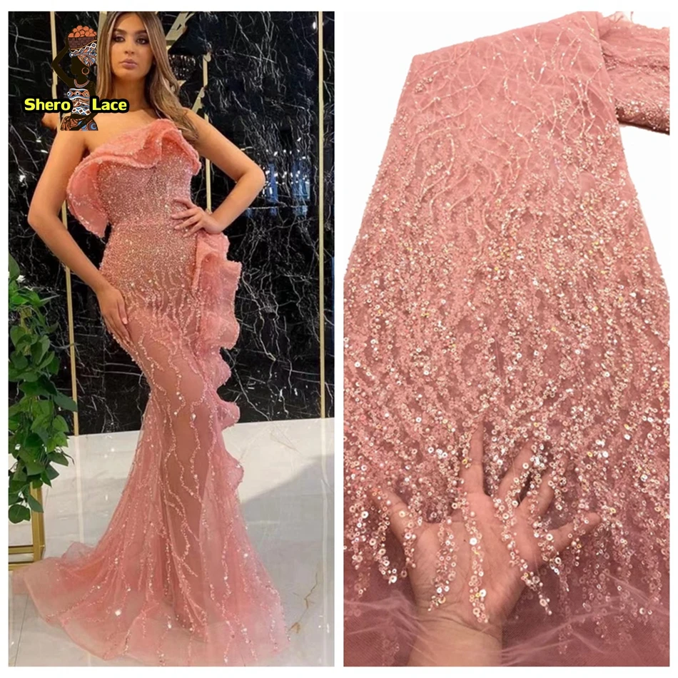 Африканская кружевная ткань французское платье Aso Ebi вышитые бусины вышивка